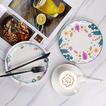 

Creative porcelain country side style heart love dish flower exquisite dinne plate steak plate European Ameraica style living