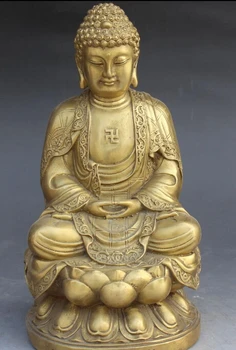 

xd 002813 11"Chinese Tibetan Buddhism Bronze Seat Lotus Sakyamuni Shakyamuni Buddha Statue
