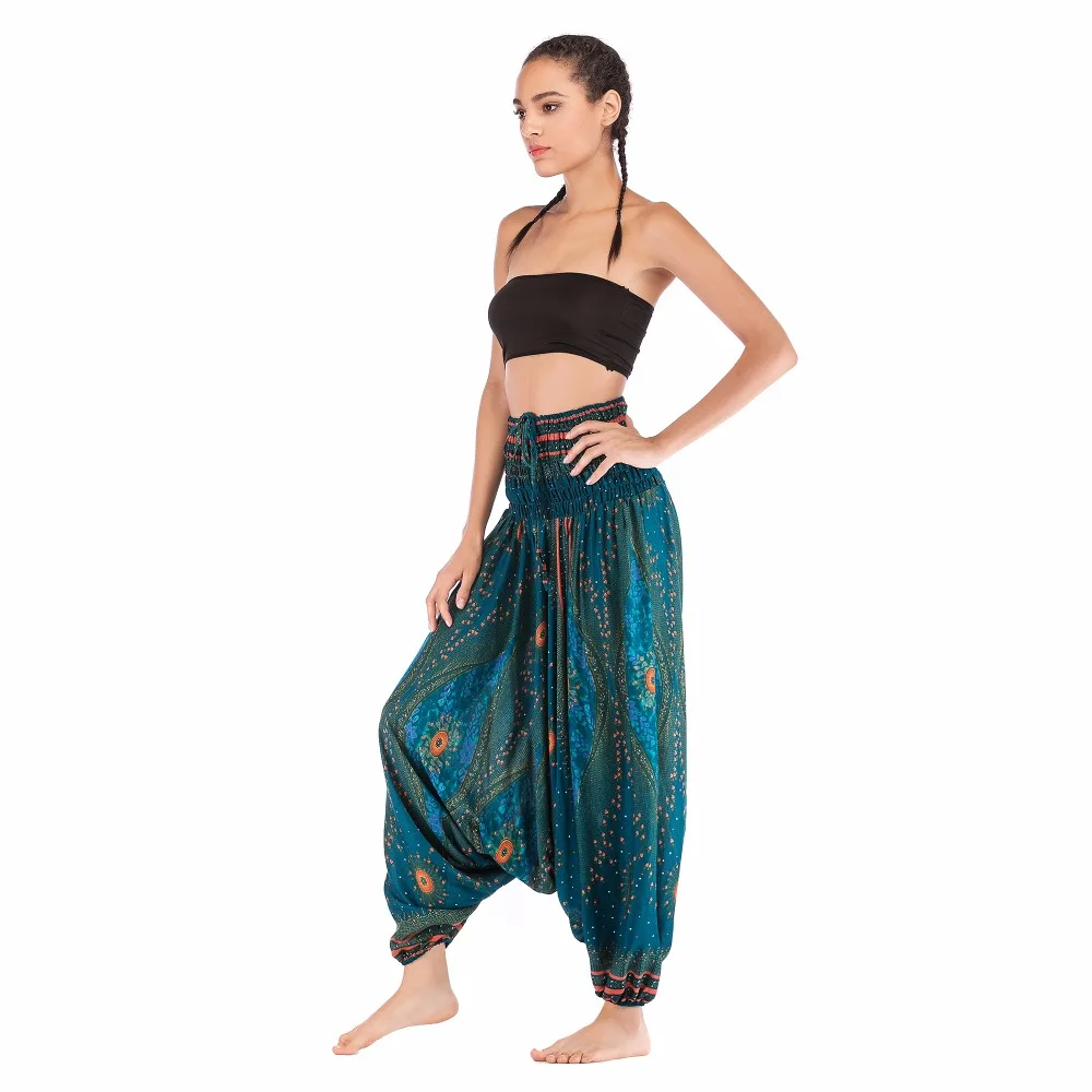 Big Peacock Eye Teal Blue jumpsuit harem pant BPEJ003 (4)
