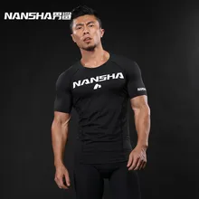

NANSHA Brand Compression Shirts Mens Tee Shirts Short Sleeves Elastic Quick Dry Tops Men NANSHA Letter Prints Fitness Wear