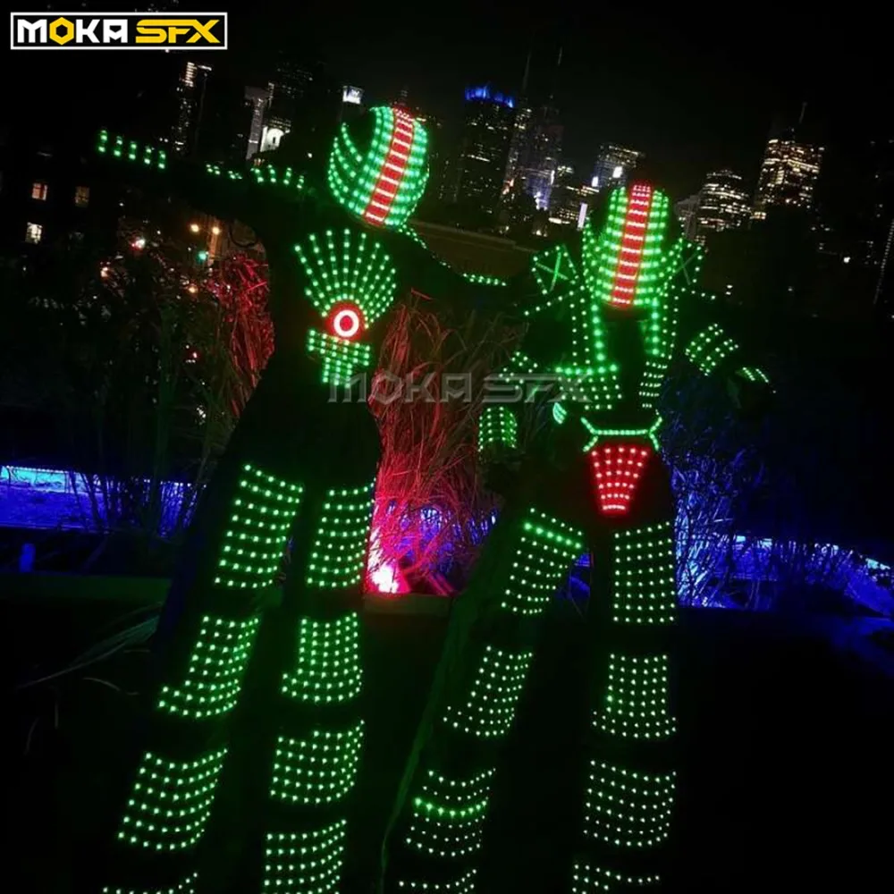 Вспышки Световой танцевальный костюм с шлем с led подсветкой светящиеся костюмы для роботов сцены светодиодный свет костюмы для роботов