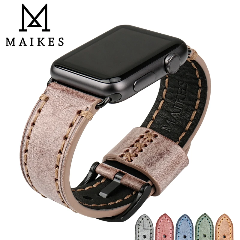 MAIKES натуральная кожа аксессуары для iwatch Apple Watch ремешок 44 мм 40 браслет серии 1/2/3/4 42