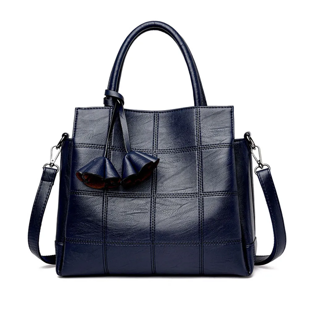 Роскошные женские сумки, дизайнерские сумки в клетку, модные женские кожаные сумки высокого качества, женские сумки через плечо - Цвет: Blue