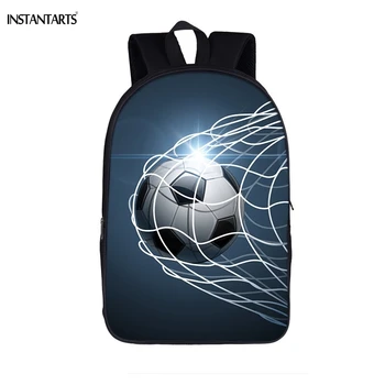 

INSTANTARTS Cool Glowing Foot Ball Students Backpacks For Teenage Boys Children School Bag Fire Soccerly Book Rucksack For Teens