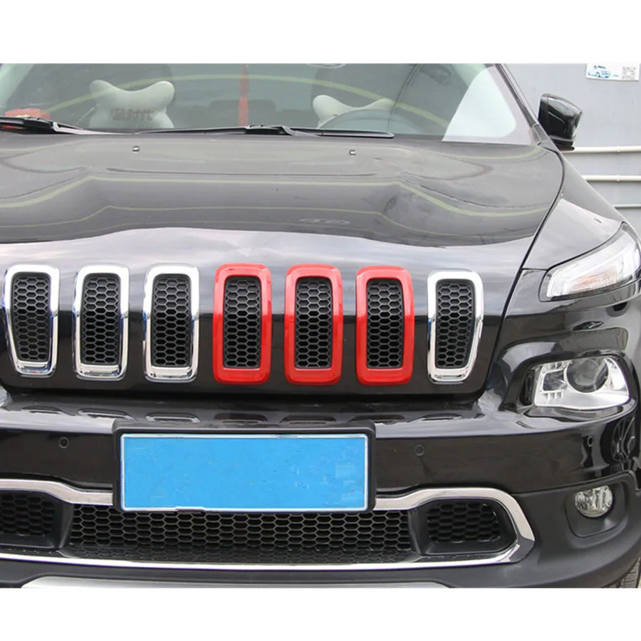 Для Jeep Cherokee-16 3 шт./компл. ABS внешний автомобильный Стайлинг Передняя Центральная решетка Декор Рамка накладка