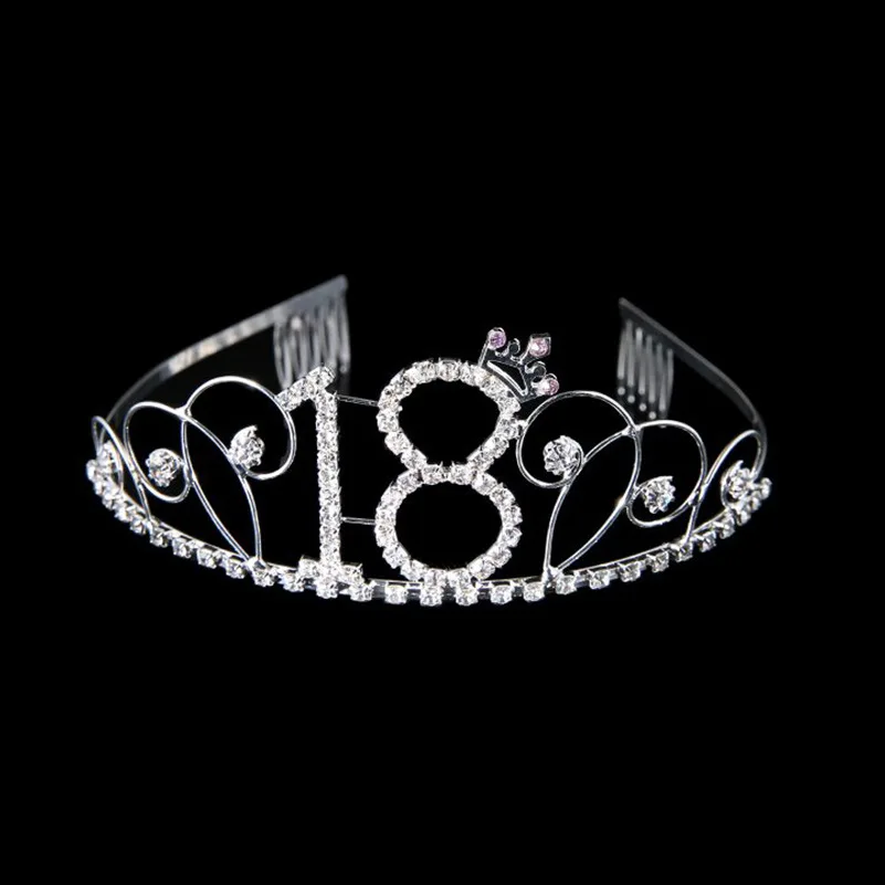 BABEYOND Crystal Tiara Birthday Crown Princess Crown Hair Accessories Silver Rhinestone Diamante Happy 16182030405060708090th Birthday (100 Birth) (5)