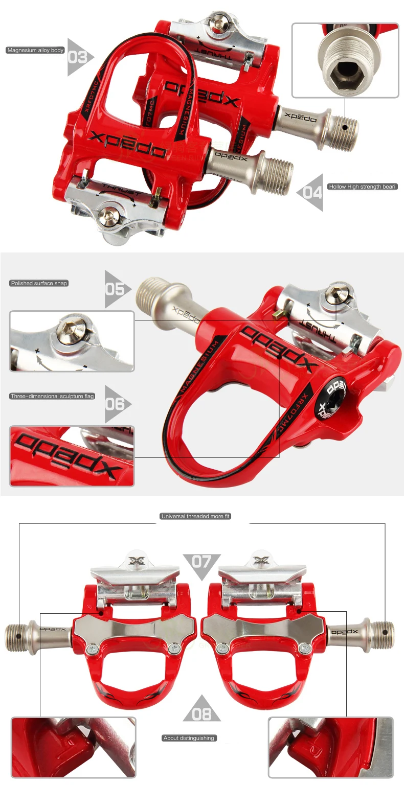Xpedo тяга 7(XRF07MC) дорожный велосипед герметичные сверхлегкие педали с эффектом Keo совместимые бутсы самоблокирующиеся педали 235 г Магниевый сплав