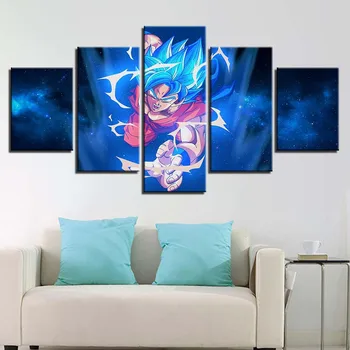 

Dragon Ball Z Super Goku Canvas Pictures Home Decor Poster Prints 5 Pieces Anime Cartoon Painting Modular Living Room Wall Art