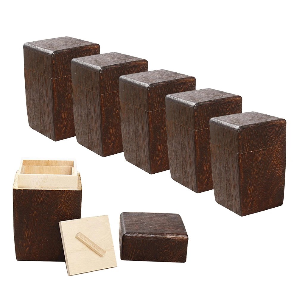 6x Square Wooden Tea Box Maccha Storage Box Canister Tea Jar Caddy Storage Box Case Handmade Organizer