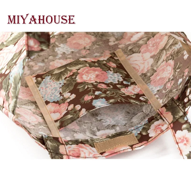 Miyahouse Большая вместительная женская сумка-торба с принтом холщовые с застежкой-молнией женские сумочки, сумки модные цветочные Хлопковые женские сумки на плечо