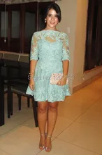 Coctail kleider für partei 2015 neue elegante rundhalsausschnitt reizvolles geöffnetes zurück halbe hülse hellgrün frauen kleid vestido de festa curto