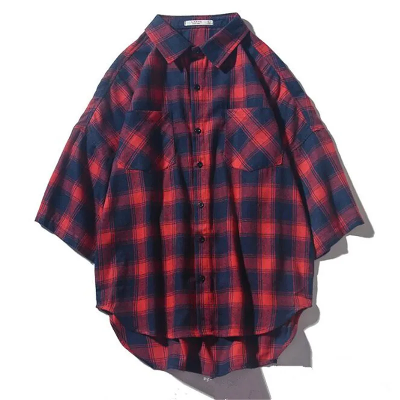 Мужская Уличная клетчатая рубашка Новая летняя модная Chemise Homme мужские рубашки в клетку рубашка с коротким рукавом мужская необычная блузка