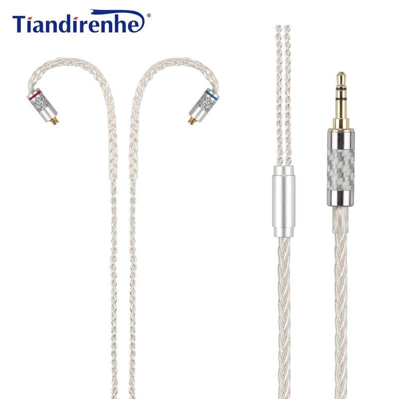 Silver DIY кабель MMCX для Shure SE215 SE535 SE846 UE900 MMCX Earpphone 152 ядра одного серебряного цвета с кристальной платформой покрытие углерода для iPhone xiaomi - Цвет: Silver
