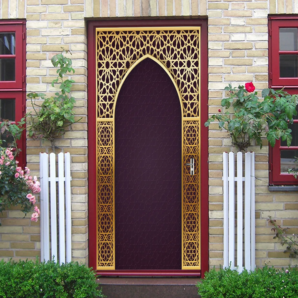 New 2pcs/set 3D Creative Arabic Style Door Stickers Wallpaper Bedroom Living Room Corridor Wall Stickers Home Door Decoration New 2pcs/set 3D Creative Arabic Style Door Stickers Wallpaper Bedroom Living Room Corridor Wall Stickers Home Door Decoration