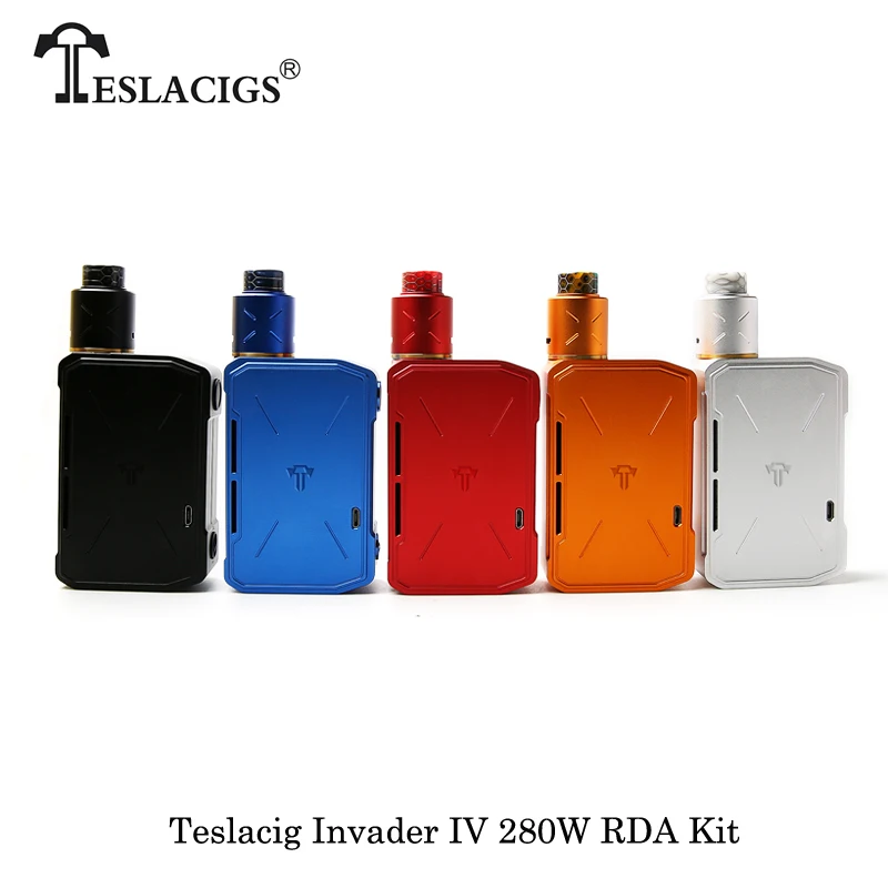 

280W Tesla Invader IV Invader 4 Teslacigs Box Mod Electronic Cigarettes Dual Coil RDA 18650/20700/21700 Battery Vape Vaporizer