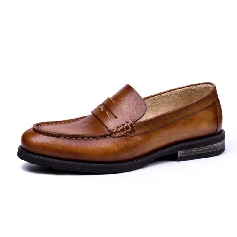 Em De Verão Respirável Sapatas Homens Size coffee Estilo Plus Sapatos Chaussure Homme Brown 2019 Genuíno Do Couro Casuais Deslizamento Zapatos Britânico Hombre vxPwFdYn