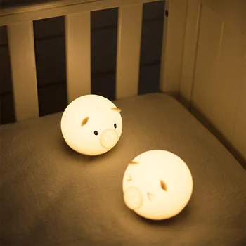 

Cute Pig LED Night Light Touch Sensor USB Silicone Baby Bedroom Table Lamp Toy