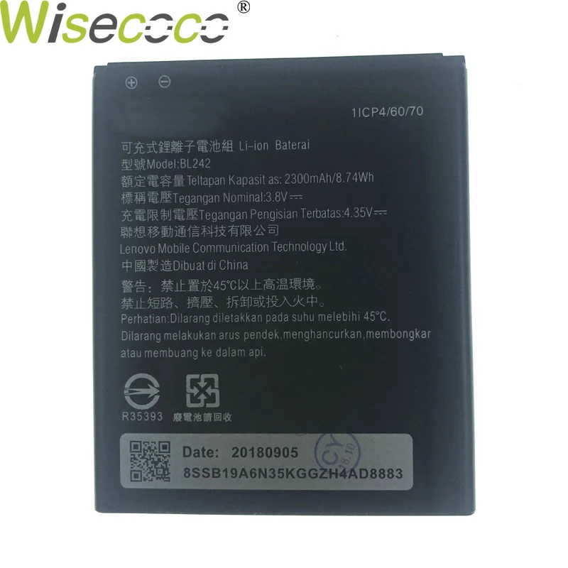 Wisecoco BL242 2300 мА/ч 3 8 V Батарея для lenovo K3 K30 W T A6000 A3860 A3580 A3900 A6010 плюс телефон