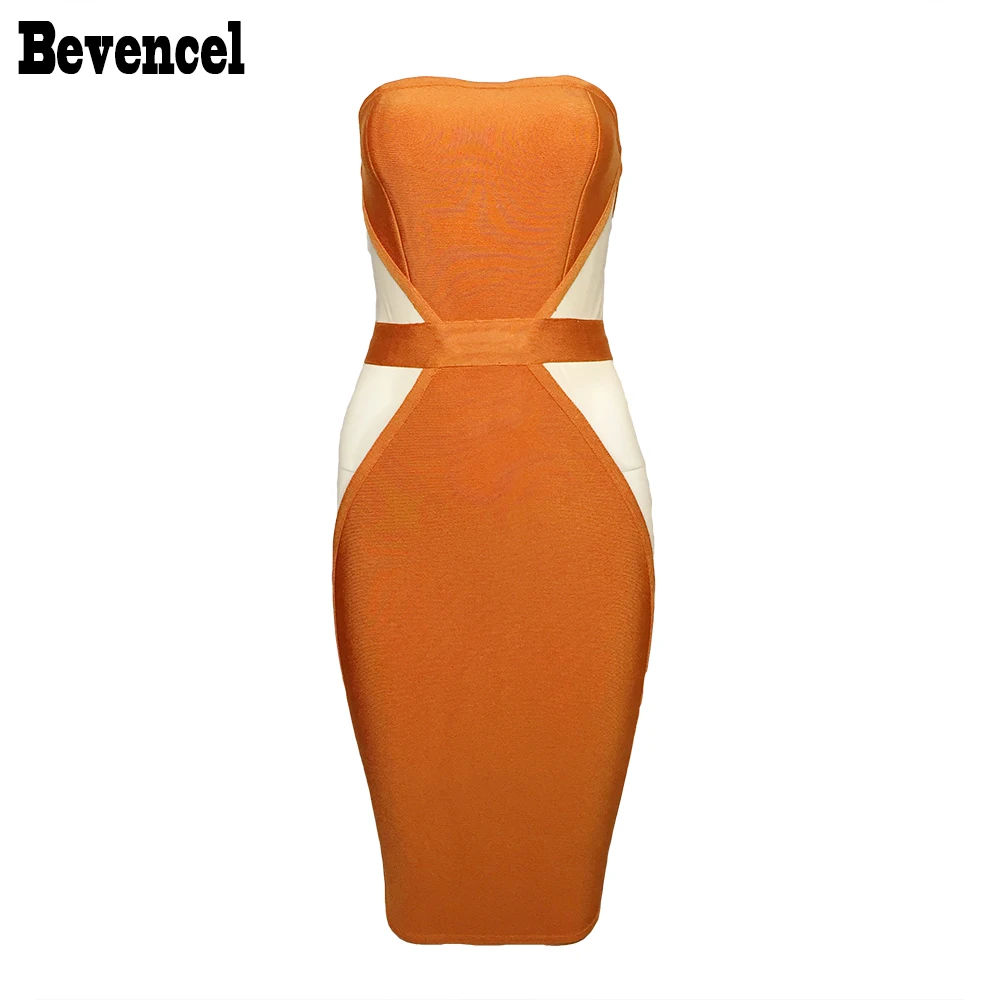 

Bevencel 2019 Women Sexy Summer Dress Strapless Off Shoulder Mesh Patchwork Hollow Out Vestidos Celebrity Bandage Party Dress