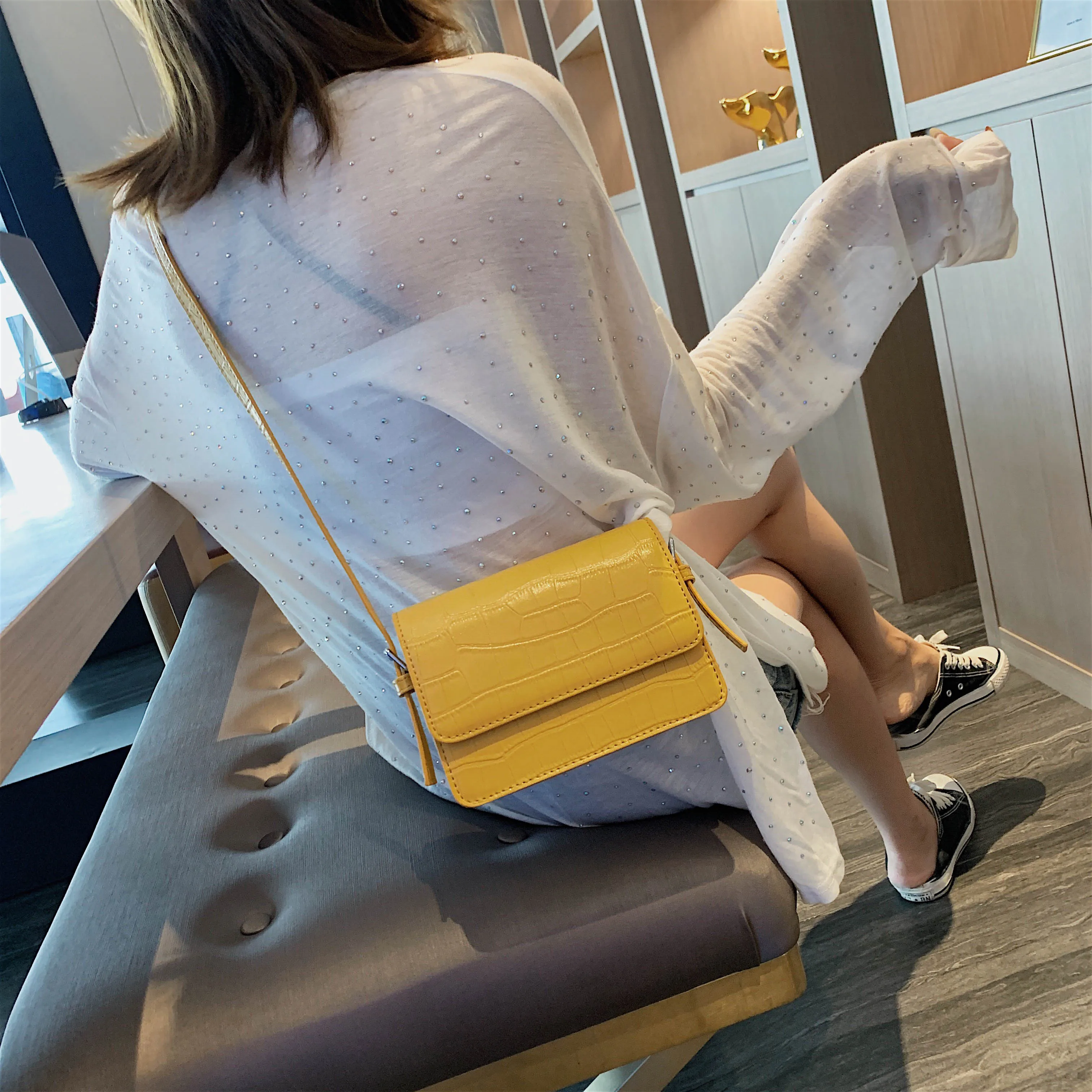  Stone Pattern Mini Leather Crossbody Bags For Women 2019 Solid Color Shoulder Messenger Bag Luxury  - 4000022543460
