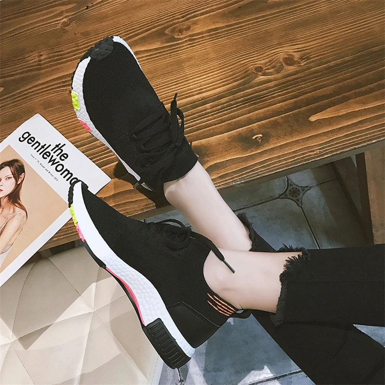 Qweff/Новинка года; женские кроссовки из трикотажной ткани; Basket Femme; дизайнерская дышащая повседневная обувь; tenis feminino; цвет белый, AC-72