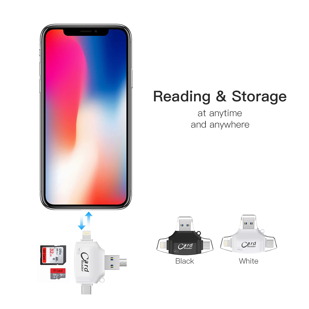 Мульти в 1 SD TF кардридер iOS Type C USB Android мульти система совместимый адаптер для iPhone