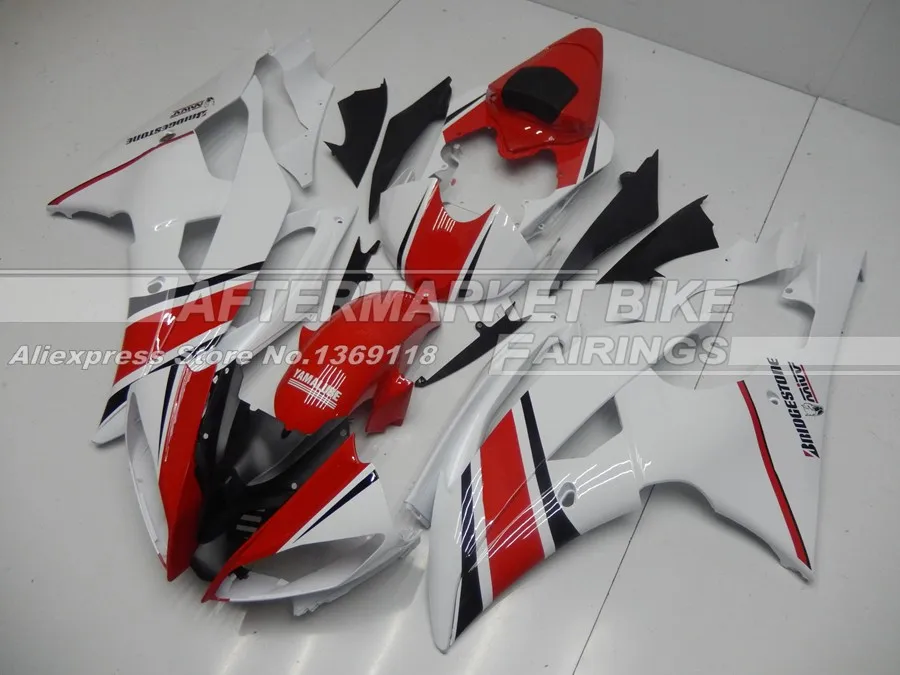 Подержанный мотоциклетный обтекатель Замена для Yamaha YZF R6 2008 09 От 10 до 14 лет Инжекционный обтекатель красно-белый