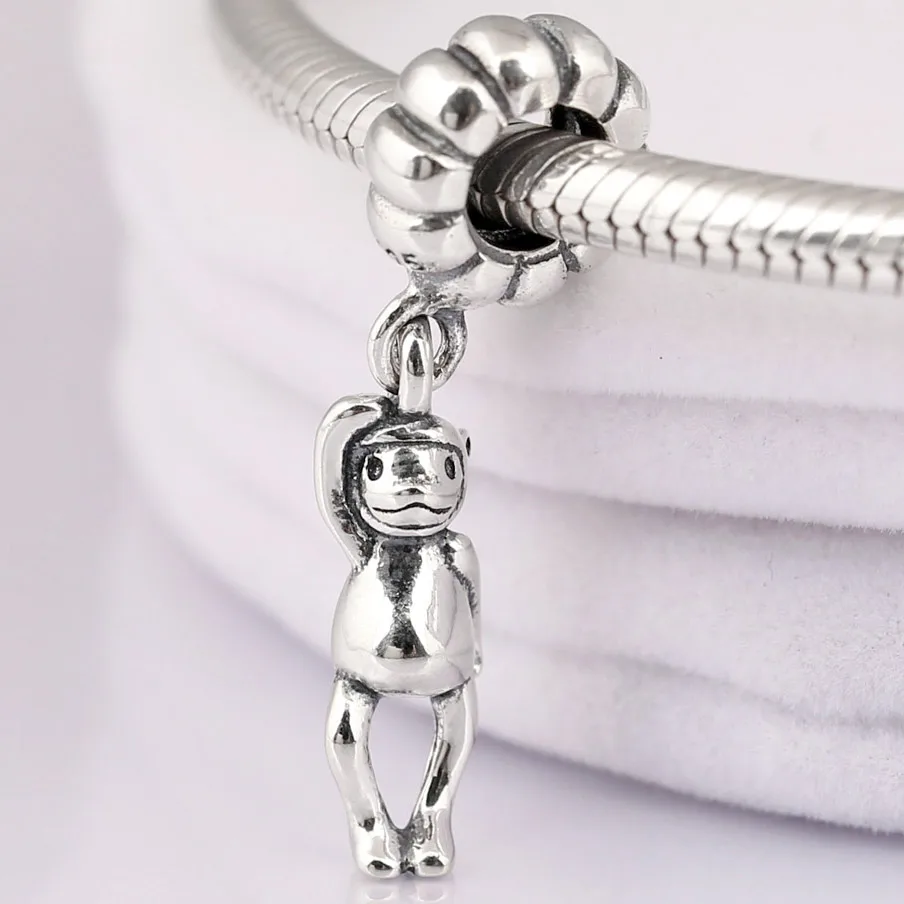 

New Vintage Cute Chinese Zodiac Monkey Pendant Beads Fit Pandora Bracelet Diy Jewelry 925 Sterling Silver Bead Charm