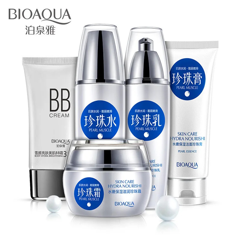 BIOAQUA Pearl Moisturizing Moisturizing Five-Piece Skincare Set Nourishing Facial Set