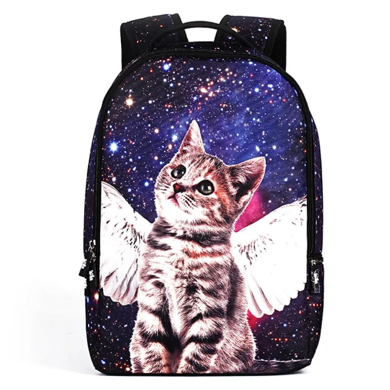 Multicolor Backpack Women Star Cat Printing Backpacks For Teenage Girls Laptop Backpack 18 Inch School Bags