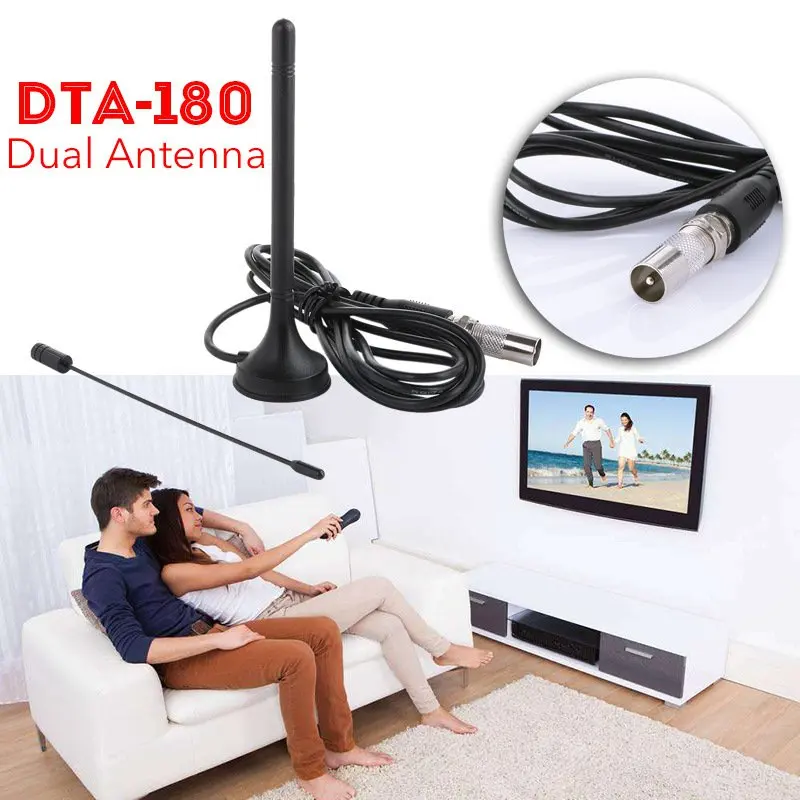 Мини двойной DTA-180 HD цифровая внутренняя телевизионная антенна DVB-T Freeview HDTV антенна усилитель магнитное основание антенна ТВ прибой приемник