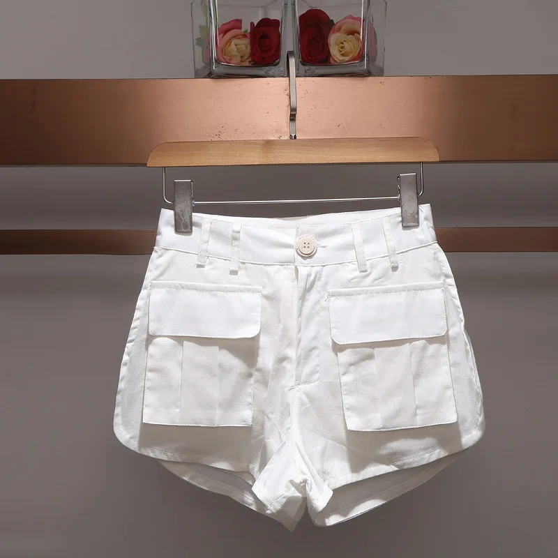 shorts Взлетно-посадочной полосы модные женские туфли белого и золотистого цветов, с коротким и широким подолом короткие высокие вырезы по бокам, вентиляционными отверстиями спереди и длинное сзади с карманами женские сарафаны - Цвет: shorts