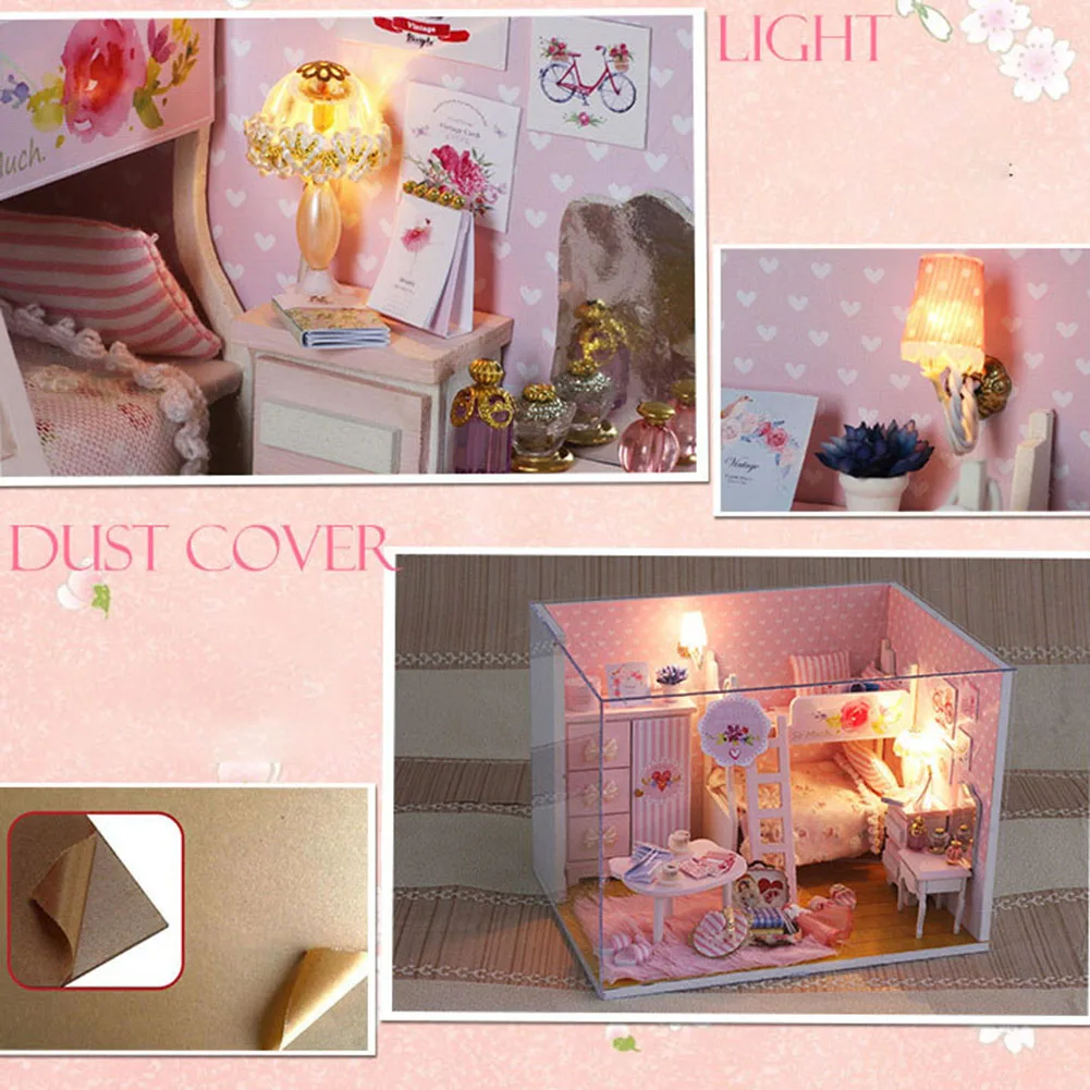 Игрушки для маленьких девочек деревянные DIY мини кукольный домик набор мебели Сборная модель игрушки для детей ручной работы Вечерние настольные игры Детский подарок на день рождения