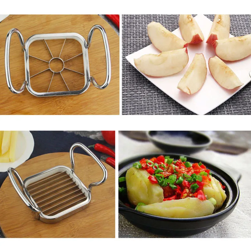 Hot Sale 5pcs Stainless Steel Apple Cutter Vegetable Fruit Shredders Potato Chips Cutter Manual Strip TY