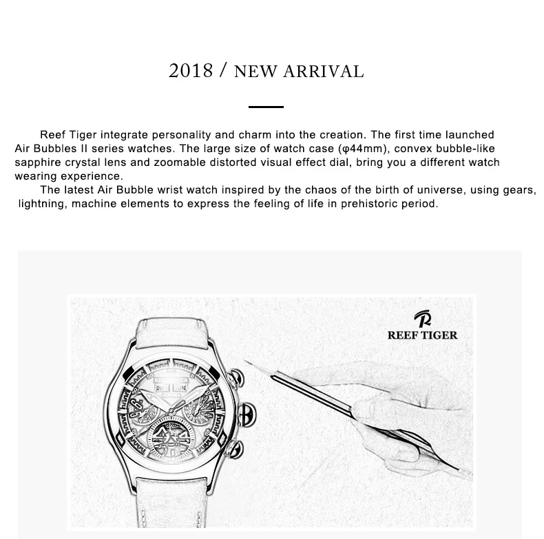 Риф Тигр/RT механические часы для мужчин из натуральной кожи ремешок сталь турбийон аналоговые часы RGA7503