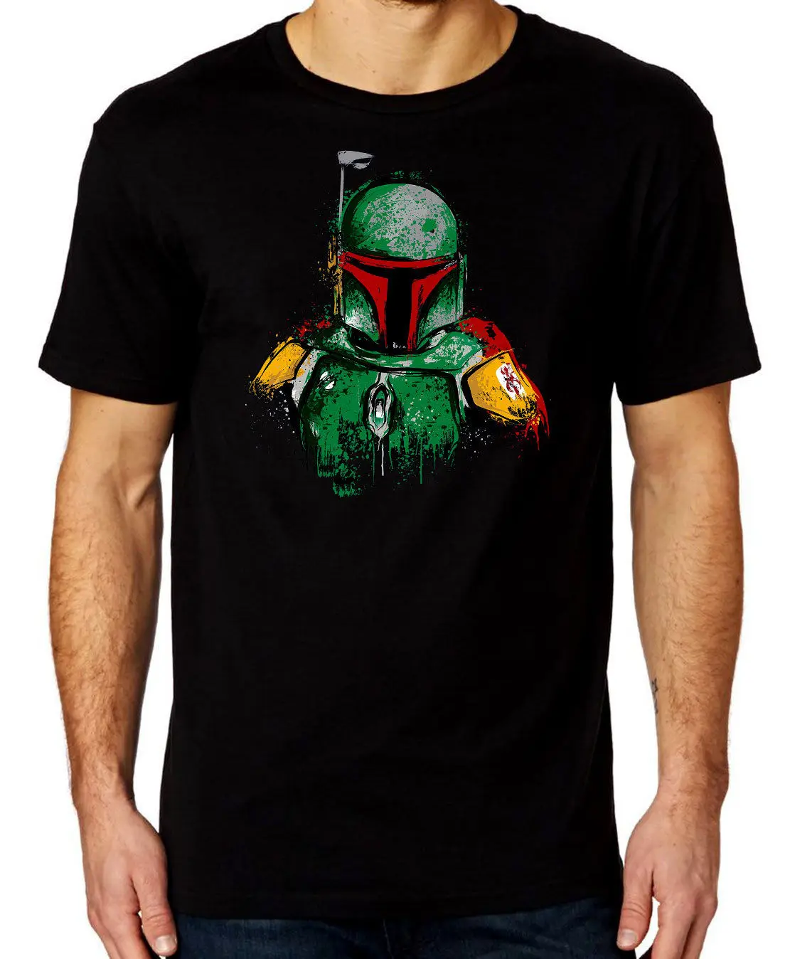 Boba Fett Distressed Sumi E Мужская черная футболка 2019 летняя новая Мужская хлопковая футболка с коротким рукавом брендовые топы Модные повседневные