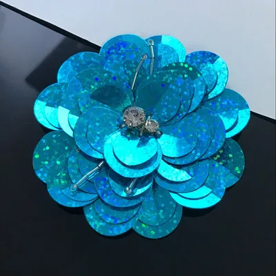 Laser blue 10 шт./партия, модная Мини Одежда с блестками, кружевные лоскутные штаны, платье, аппликация, воротник из бисера, сделай сам, ручные аксессуары для шитья RS605 - Цвет: Laser blue