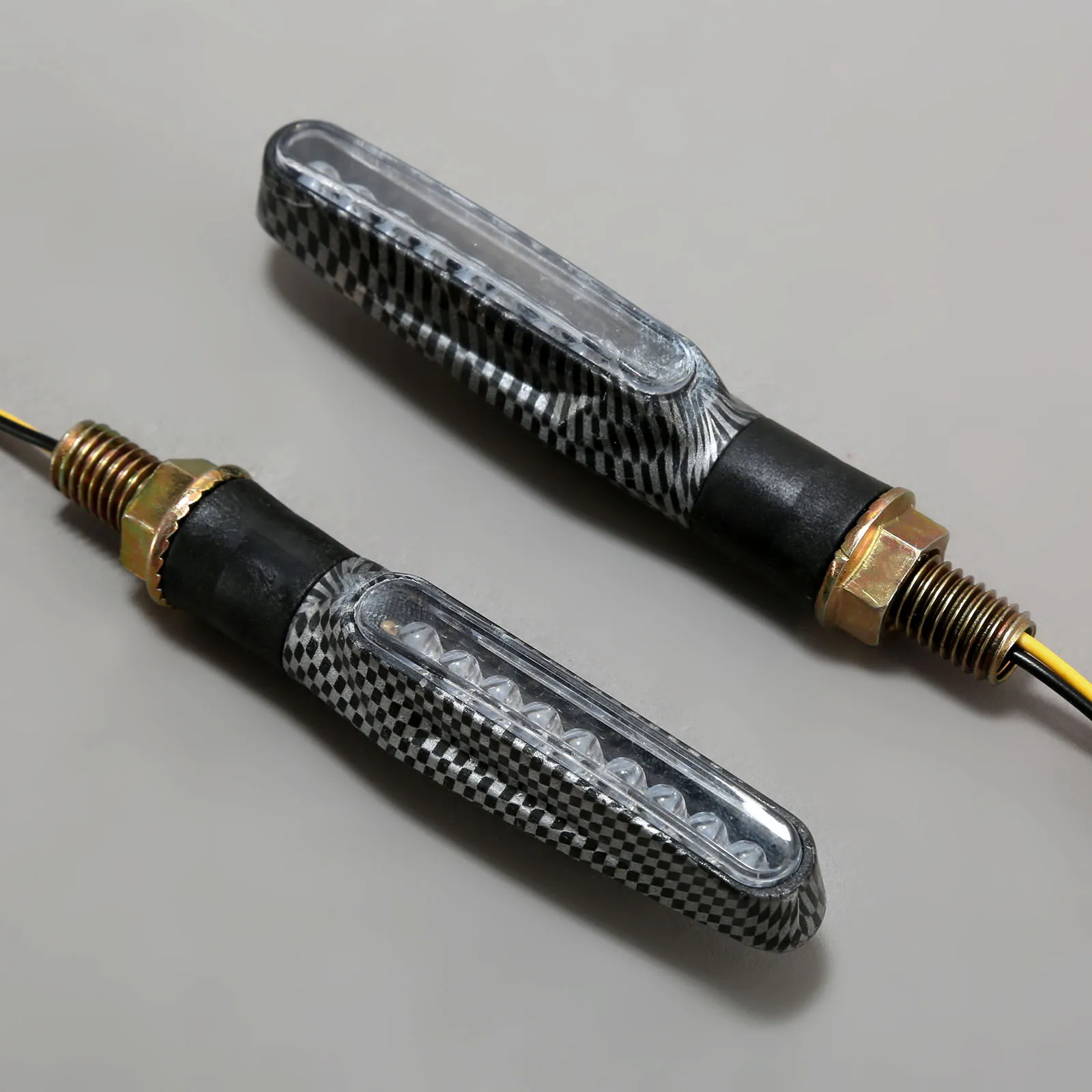 Carbon Fiber 1 пара Мотоцикл Универсальный 12 В светодиодный сигнал поворота сигнальные индикаторы Amber мигалка свет мотоцикл лампа супер яркий свет Мото Аксессуары - Цвет: Carbon Fiber