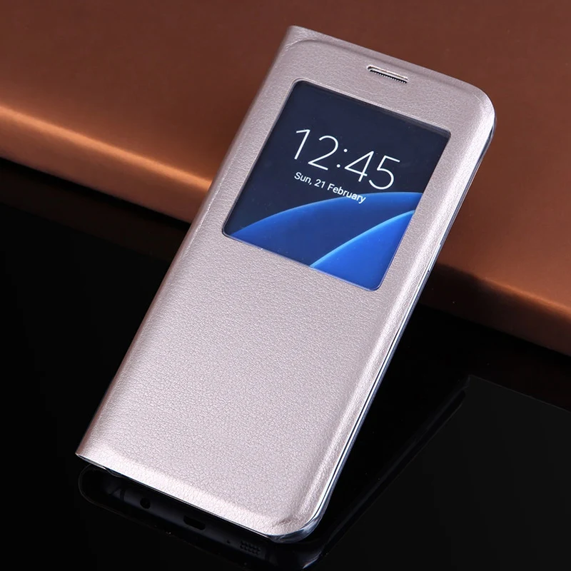 

Flip Cover With View Window Cell Phone Carrying Bag Protective Fundas Coque Business Case For Samsung Galaxy S7 / S7 Edge