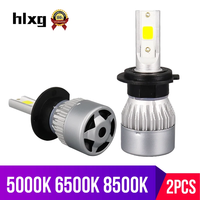 HLXG 2 шт. 5000 K 6500 8500 H7 Led светодиодные лампы для автомобиля Высокая ближнего света
