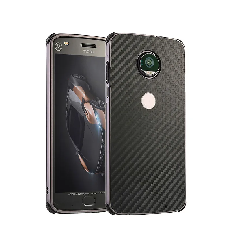For Moto Z XT1650 Case Metal Frame with Carbon Fiber Hard Cover for Motorola XT1650-5 Shockproof |