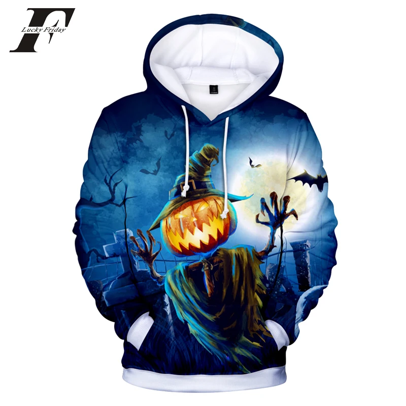 LUCKYFRIDAYF 2018 Happy Halloween толстовки Забавный Модные принты с длинным рукавом тыквы прекрасное лицо толстовки Одежда