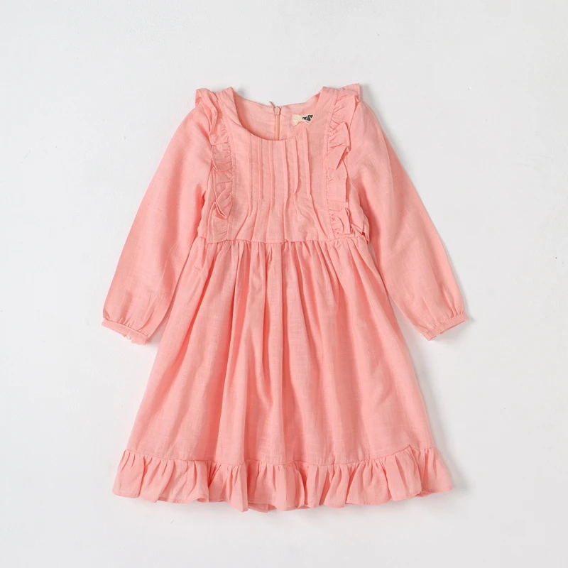 Autumn Girls Dress Pink Long Sleeved Princess Dresses 3 12Y Children