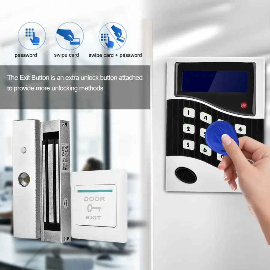 010ID RFID система контроля доступа двери с магнитным пульт дистанционного управления с блокировкой кнопка выхода 10 брелоков