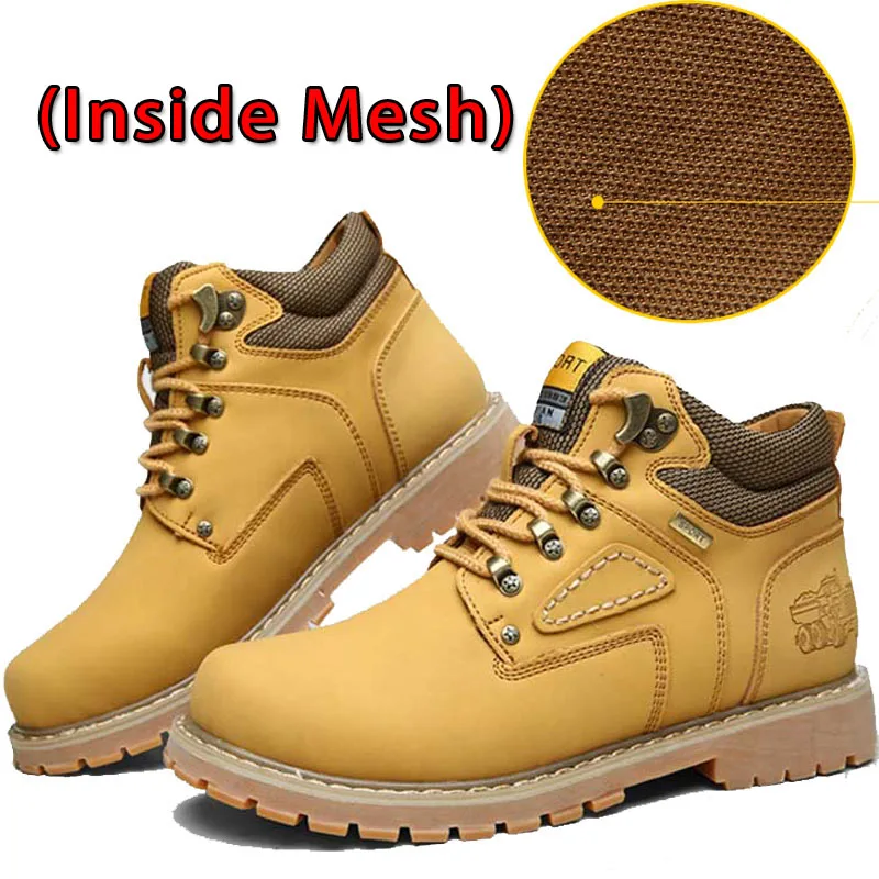 Mesh Gold Yellow SURGUT/Новинка; зимние мужские ботильоны в байкерском стиле; меховые плюшевые теплые классические модные зимние ботинки; сезон осень; мужские повседневные уличные рабочие ботинки - Цвет: Mesh Gold Yellow