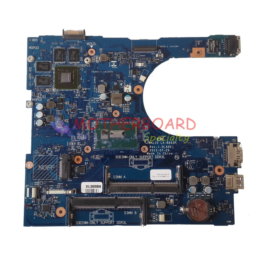 Vieruodis для DELL INSPIRON 15 5558 Материнская плата ноутбука с I5-5200U cpu 920M 2GB GPU DDR3L 1WHF7 01WHF7 CN-01WHF7 AAL10 LA-B843P
