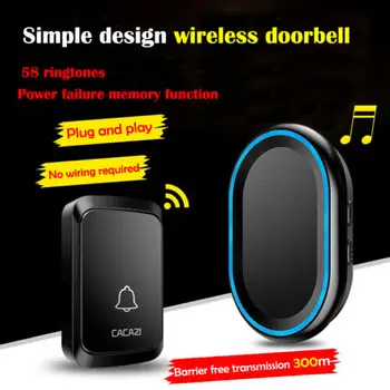 

300M Remote Waterproof LED Wireless Doorbell 58 Songs Chime Door Bell EU US UK