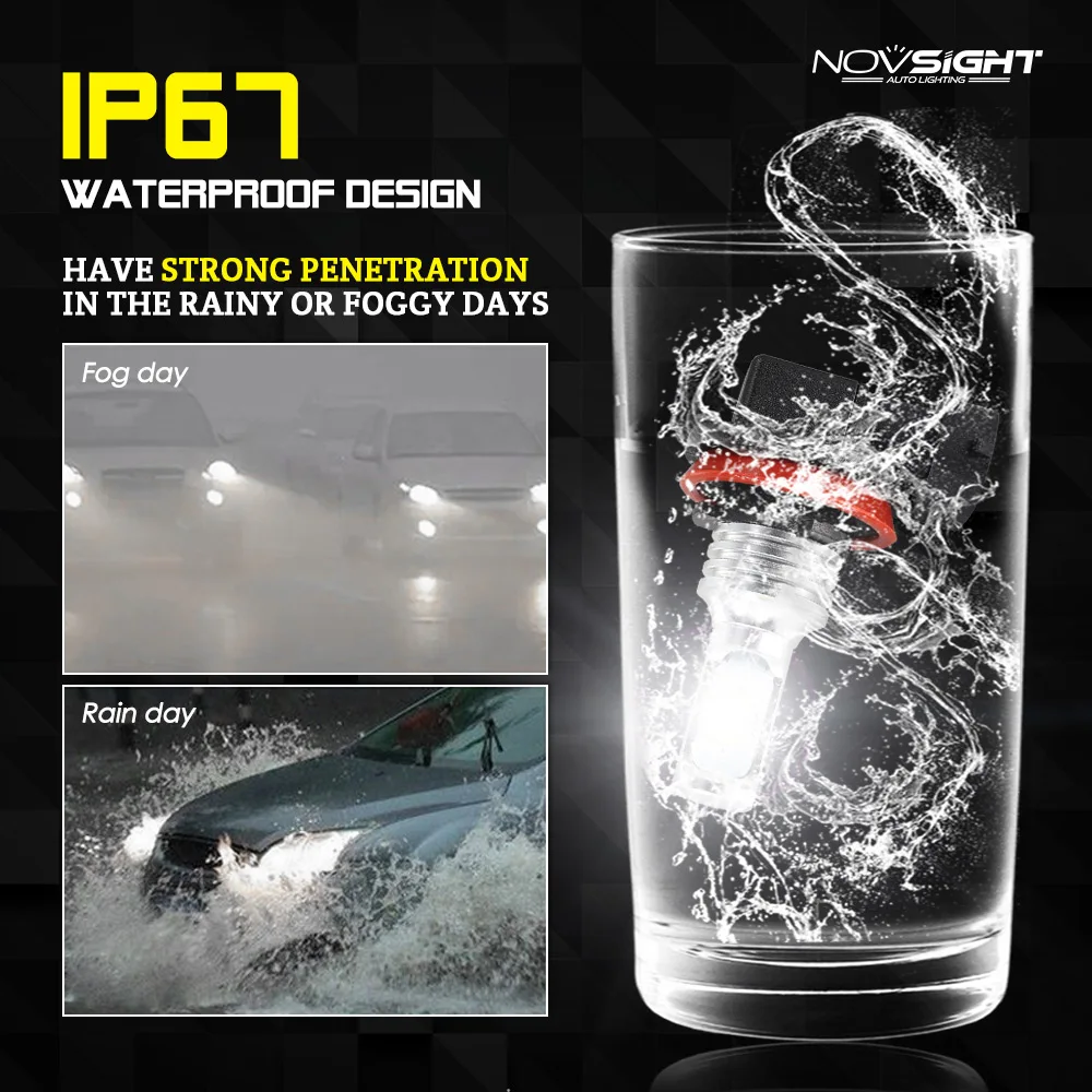 NOVSIGHT H11 1800LM Автомобильный светодиодный Противотуманные Фары H8 H9 H16JP Противотуманные фары белого цвета