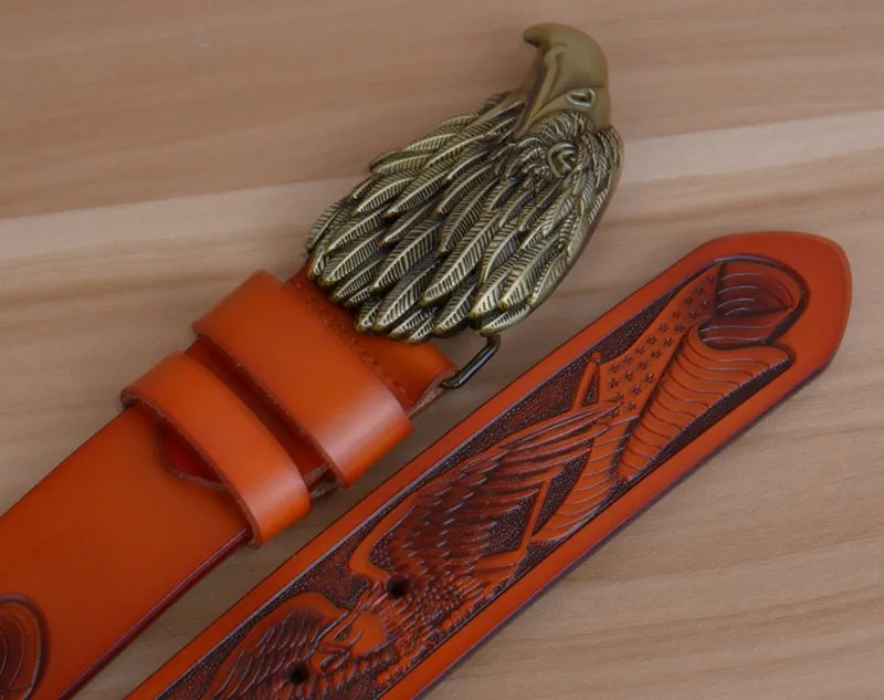 blue leather belt Eagle Designers Luxury Fashion Vintage Male Strap Brand Genuine Leather Belts for Men Punk Cowskin for Jeans Cintos Ceinture brown dress belt