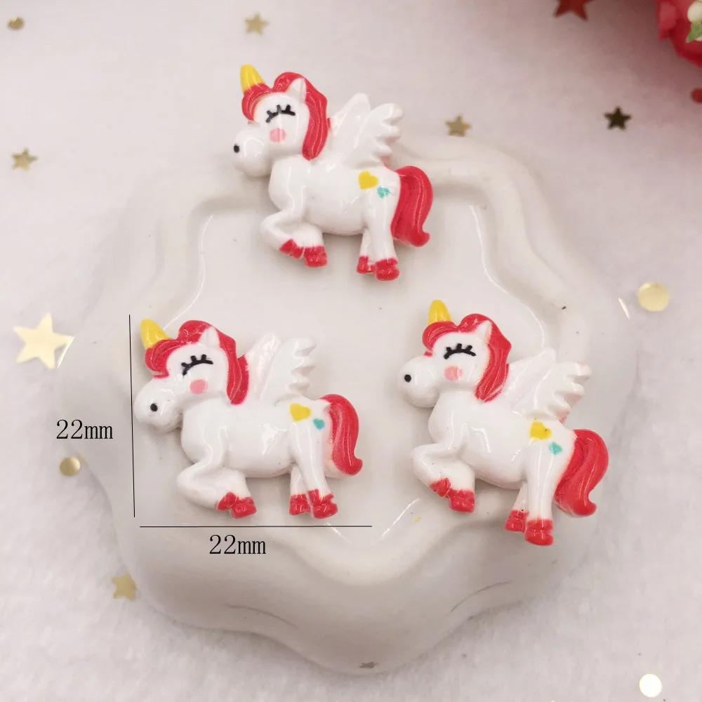 10pcs Lovely Resin 3D Colorful Unicorn Flat Back Cabochon Figurine Stone Embellishments Applique DIY Wedding Scrapbook Craft W67